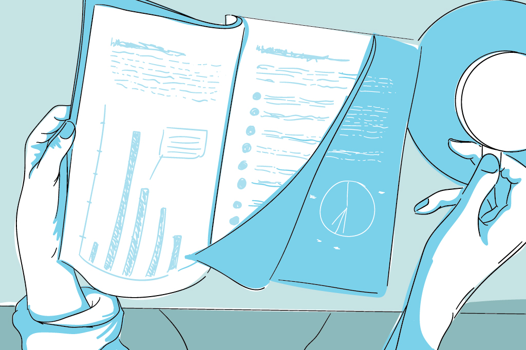 person reading annual report