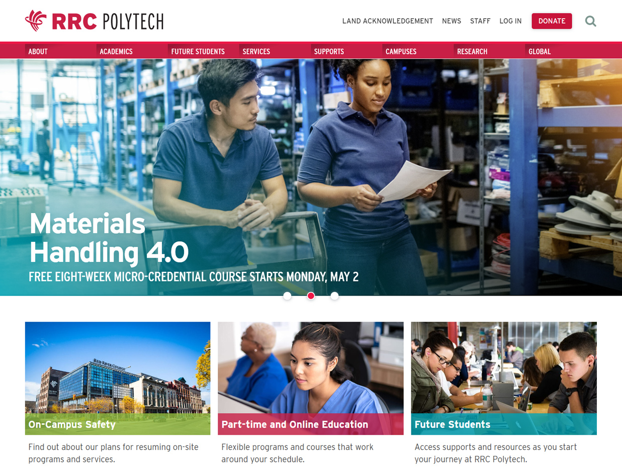 The homepage of the RRC Polytech website.